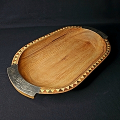 Bandeja de madera en Pacará y alpaca con incrustaciones. 40cm - comprar online