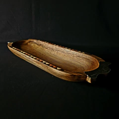 Fuente de madera y alpaca con detalles taraceados. 35cm. en internet