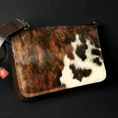 Morral de cuero y pelo vacuno original