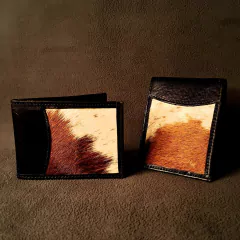 Billetera de cuero y pelo vacuno