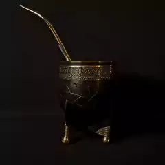 Mate Imperial linea PREMIER cuero repujado con bombillón Pico de loro. on internet