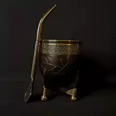 Mate Imperial linea PREMIER cuero repujado con bombillón Pico de loro. - online store