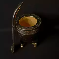 Mate Imperial linea PREMIER cuero repujado con bombillón Pico de loro. - Distinguida Tradición | Marroquinería y Platería Criolla | Regalos exclusivos | San Rafael Mendoza