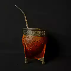 Mate Imperial linea PREMIER cuero repujado con bombillón Pico de loro.