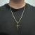 Corrente cadeado 3mm + Pingente Cruz Palito - Banhado a Ouro 18K - comprar online