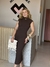 VESTIDO GOLA MIDI CANELADO ROMANA - loja online