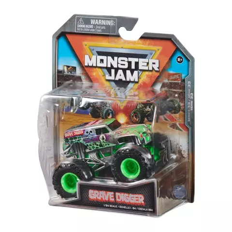 MONSTER JAM VEHICULO 1:64 GRAVE DIGGER PLATEADO