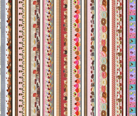 Tricoline Estampa Digital - Barrado Bolo e Cupcakes