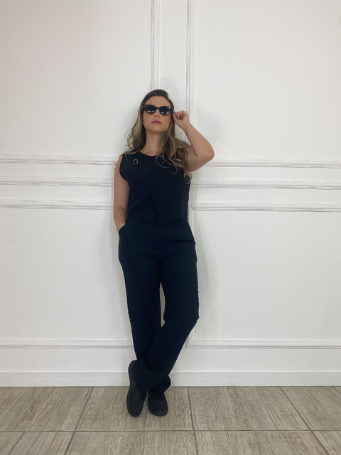 Conjunto Alfaiataria Blusa e Calça Cartagena - Preto