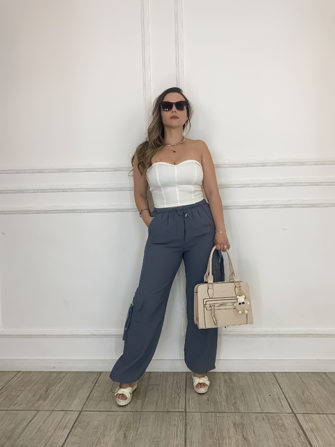 Cropped Sem Alça Trançado Poliamida - Off - comprar online