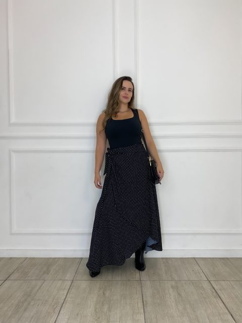 Saia Envelope Crepe - Poá - comprar online