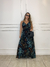Vestido Longo Alças Finas Alice Tropical - Preto - comprar online