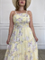 Vestido Midi Chiffon Flores Lorena - Amarelo na internet