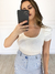 Short-Saia Listrado de alfaiataria - Azul/Branco - comprar online