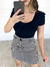 Short-Saia Listrado de Alfaiataria - Preto/Branco - comprar online