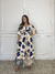 Vestido Midi Mangas Morcego Elisabete - Bege Estampado - comprar online