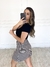 Short-Saia Listrado de Alfaiataria - Preto/Branco - Vierbo - Moda Feminina com Elegância e Estilo