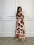 Vestido Midi Mangas Morcego Elisabete - Bege/Marrom Estampado na internet