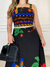 Conjunto Saia Cropped Estampado Alice - Preto - Vierbo - Moda Feminina com Elegância e Estilo