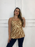 Regata Estampada Trançada - Bege/Creme - comprar online