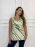 Regata Estampada Trançada - Creme/Verde - comprar online