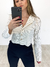 Camisa Cropped Risca de Giz - Branca