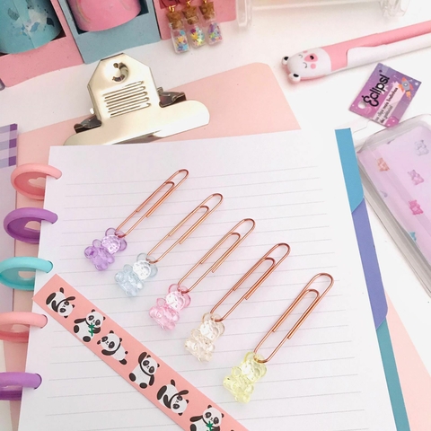 Kit com 6 clips Bala Ursinho de gelatina Pastel
