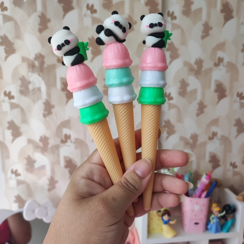 Caneta Fofa Sorvetinho Panda 0.5 Tinta Azul
