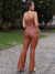 Calça Rafaela Flare Courino c/ Ziper Lateral - Flor de Mel
