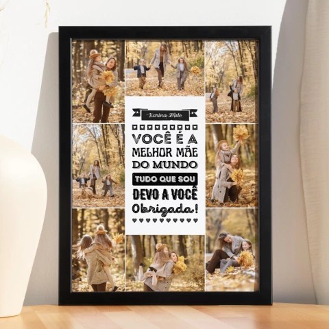 Quadro Personalizado Dia das Mães com Foto – Presente Especial - Fotos e Decor