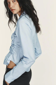 CAMISA POPELÍN FRUNCES ELÁSTICOS ZARA - Abril Intimate