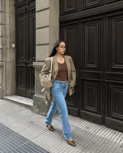 RETRO-PANTALON MOM RIGIDO CELESTE TIRO BAJO - comprar online