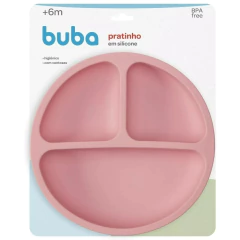 Imagem do PRATO EM SILICONE COM VENTOSA ROSA BUBA
