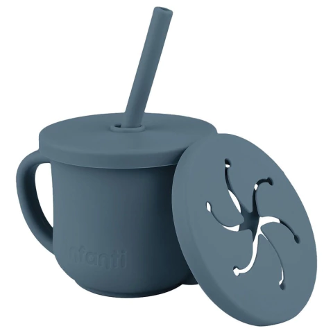 COPO SILICONE CANUDO/SNACK AZUL INFANTI