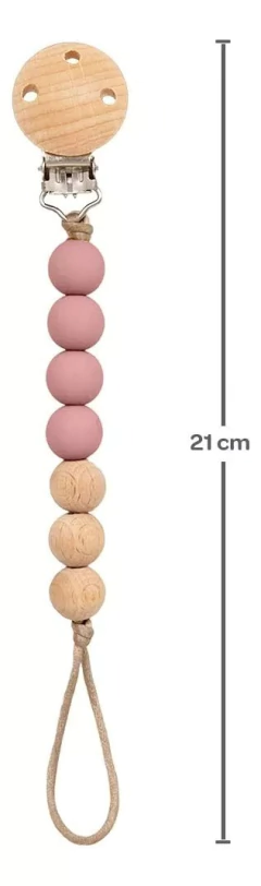 PRENDEDOR DE CHUPETA SILICONE E BAMBU ROSA BUBA na internet