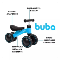 BICICLETA DE EQUILIBRIO 4 RODAS AZUL BUBA - loja online