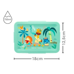 BOX DE REFEIÇÃO COM 2 DIVISÓRIAS REMOVÍVEIS EM SILICONE 700ML JUNGLE VERDE MARCUS & MARCUS - loja online