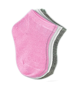 MEIA CANO CURTO 0 A 6 MESES BRANCA/ROSA/CINZA UNIK BABY