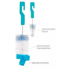 KIT ESCOVAS MAMADEIRA E BICO COM ESPONJA AZUL BUBA - comprar online