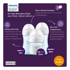 KIT 03 MAMADEIRA PETALA 3.0 125/260/330ML AZUL AVENT - comprar online