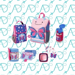 KIT ESCOLAR MOCHILA + BAG + GARRAFA + POTES BORBOLETA SKIP HOP