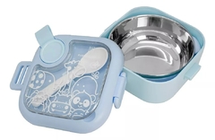 KIT COM TIGELA 2 ESTÁGIOS, COLHER E TESOURA ALIMENTAR AZUL MARCUS & MARCUS - comprar online
