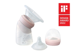 BOMBA DE TIRAR LEITE E MAMADEIRA ANGULADA EM SILICONE 120ML ROSA MARCUS & MARCUS