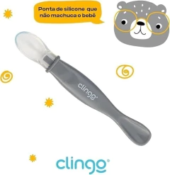 COLHER SILICONE PONTA DUPLA COLORS CINZA CLINGO - AD baby | Roupas e Acessórios nacionais e importados