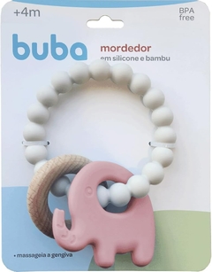 Imagem do MORDEDOR EM SILICONE E BAMBU ELEFANTE ROSA BUBA