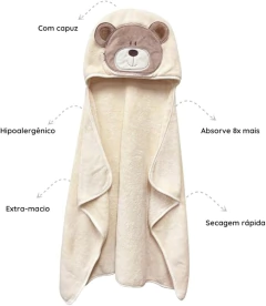 TOALHA BEBE POWER SEC ANIMADA 0,70X1,00 URSO BEGE - LAÇO BEBE - comprar online
