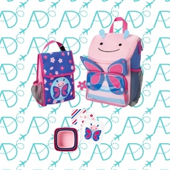 KIT ESCOLAR MOCHILA + LANCHEIRA + 3 POTES BORBOLETA SKIP HOP