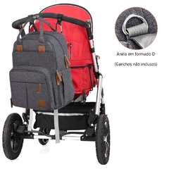 MOCHILA DE MATERNIDADE ALICE CINZA ESCURO LAÇO BEBE
