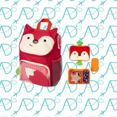 KIT ESCOLAR MOCHILA GRANDE + POTE LANCHE RAPOSA ZOO SKIP HOP