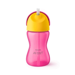 COPO DINOSSAURO C/CANUDO CURVADO 300ML ROSA AVENT